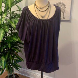 Reitmans Purple Elastic Stretchy Batwing Top